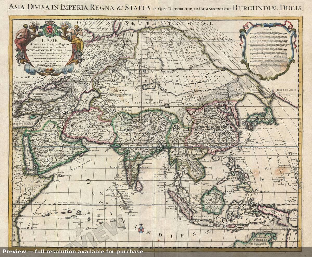 Antique map: Asia, 1730