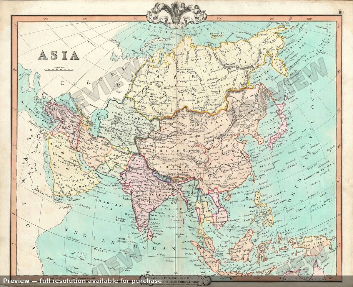 Antique map: Asia, 1850