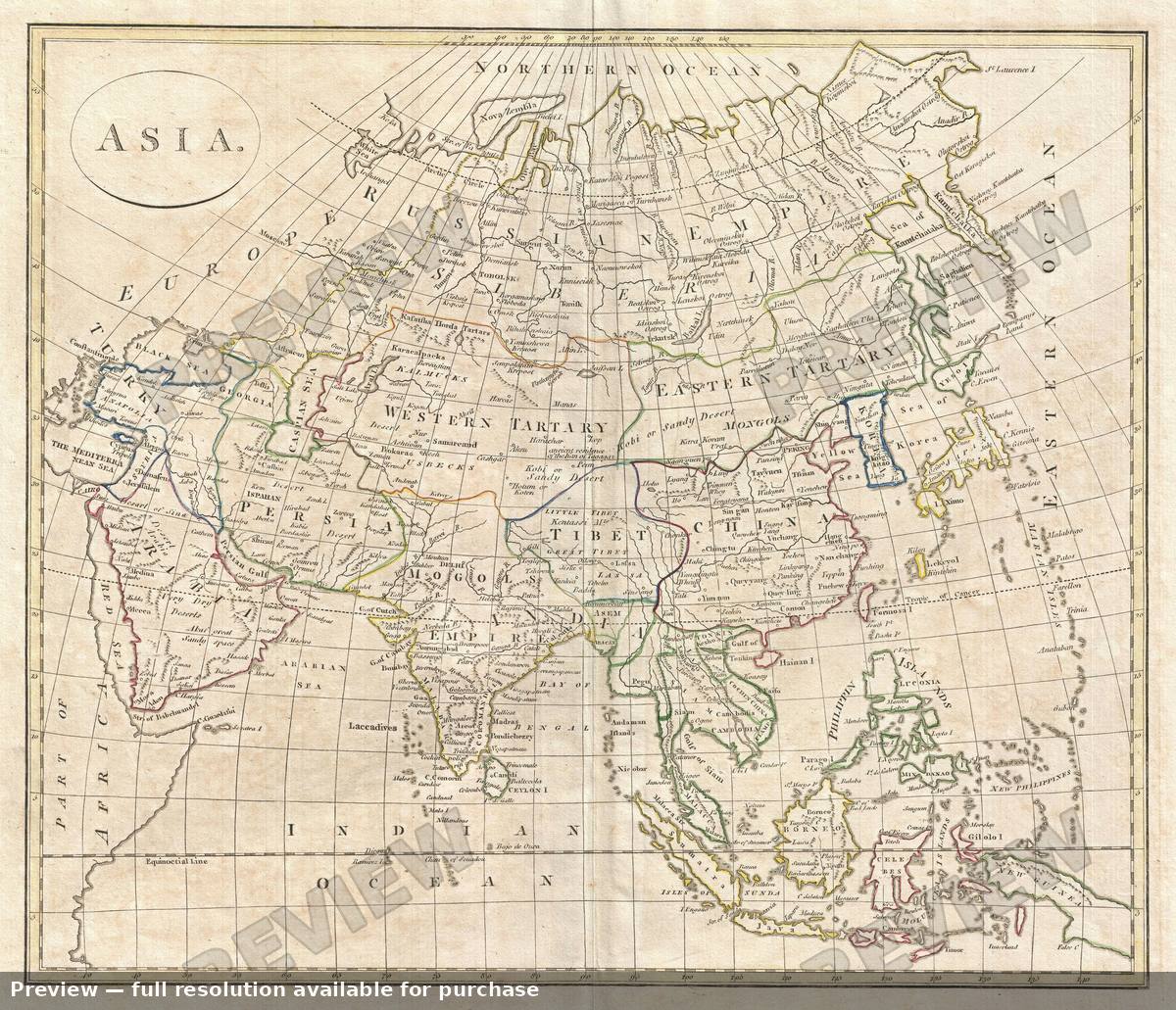 Antique map: Asia, 1799