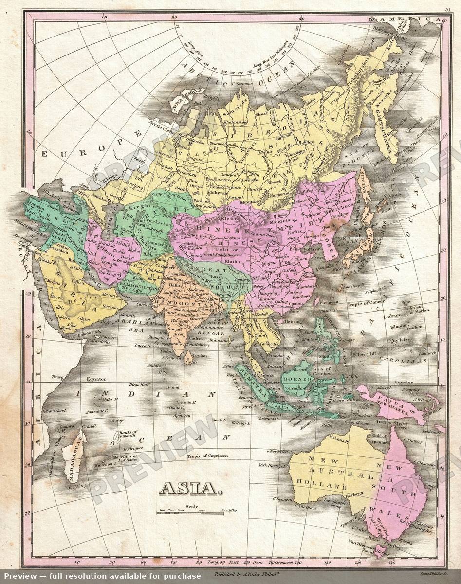 Antique map: Asia, 1827