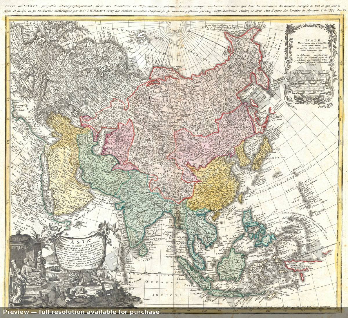 Antique map: Asia, 1744