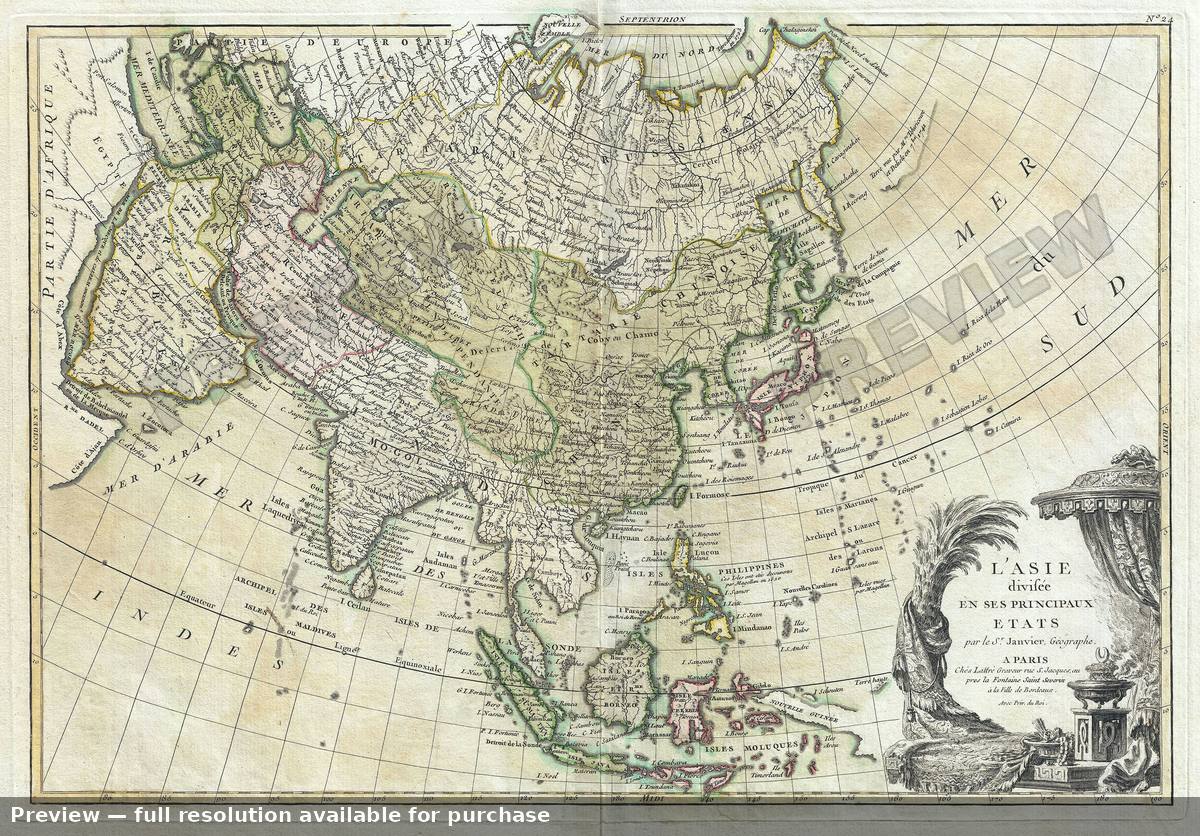 Antique map: Asia, 1762