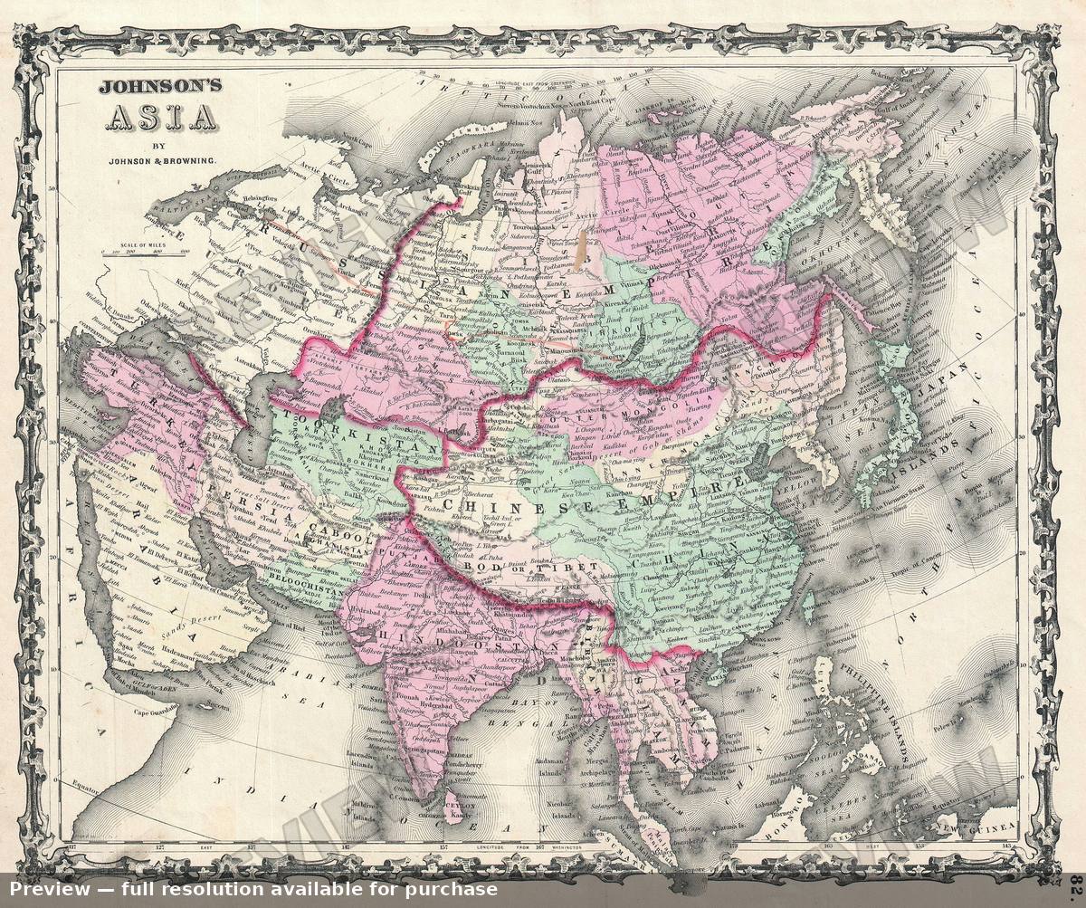 Antique map: Asia, 1861