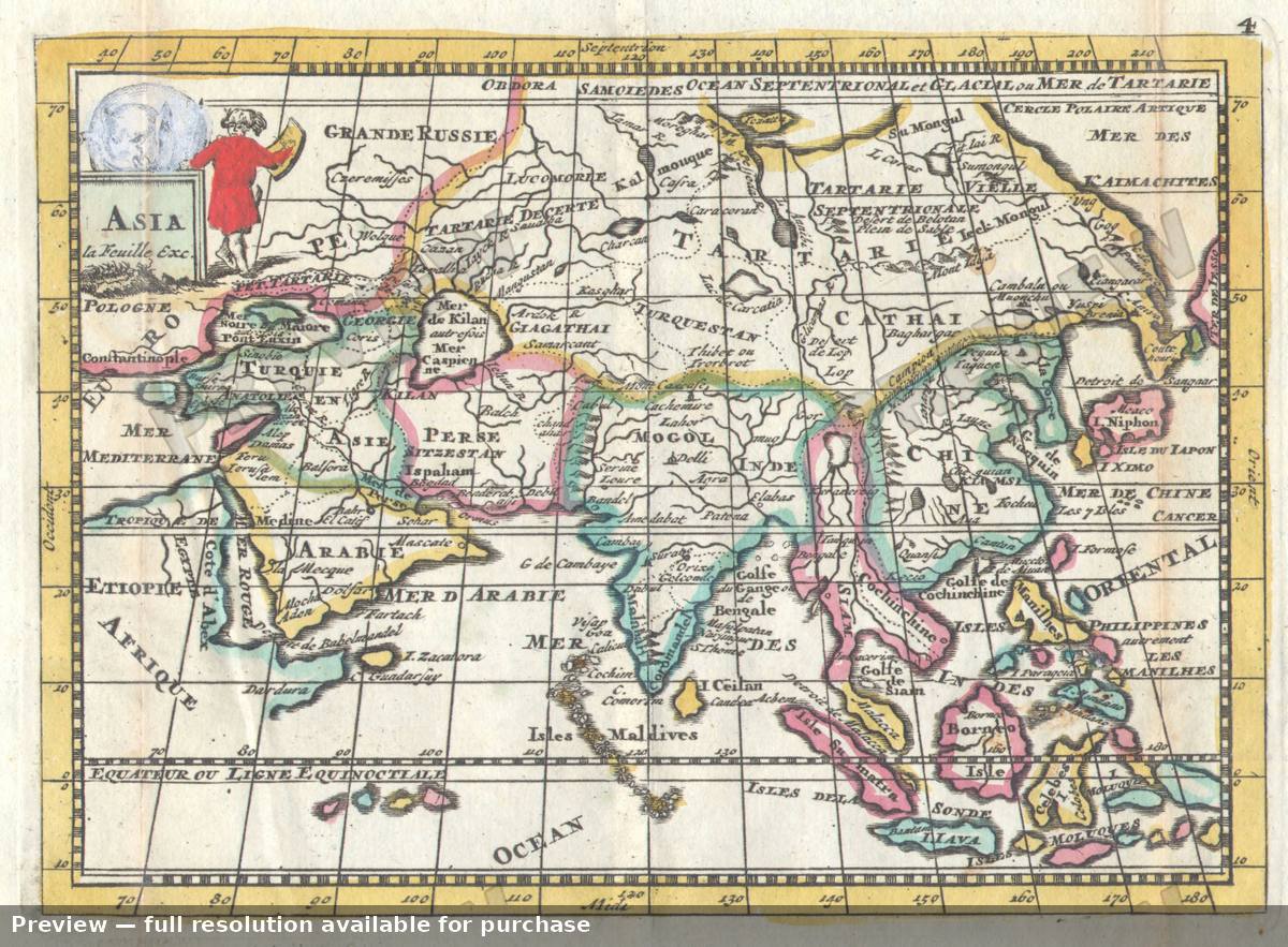 Antique map: Asia, 1706