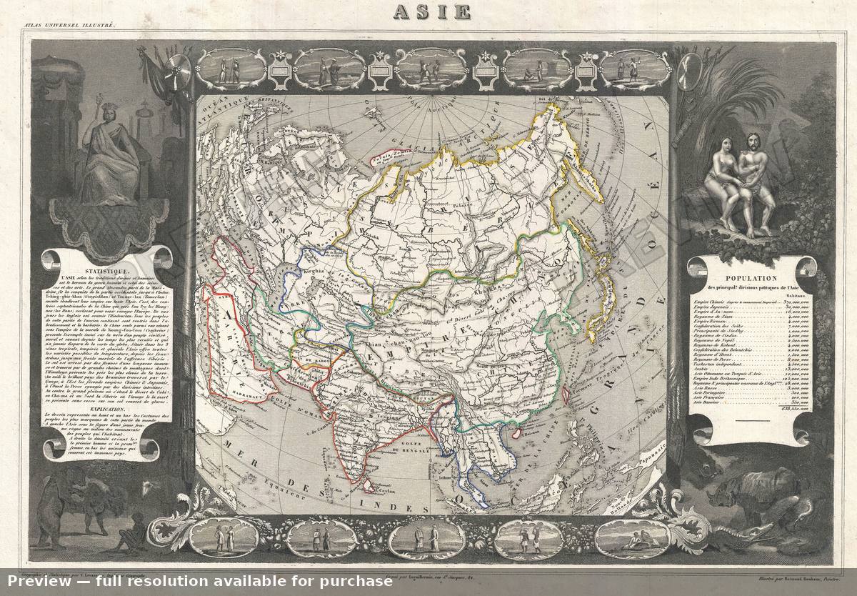 Antique map: Asia, 1852, 1852