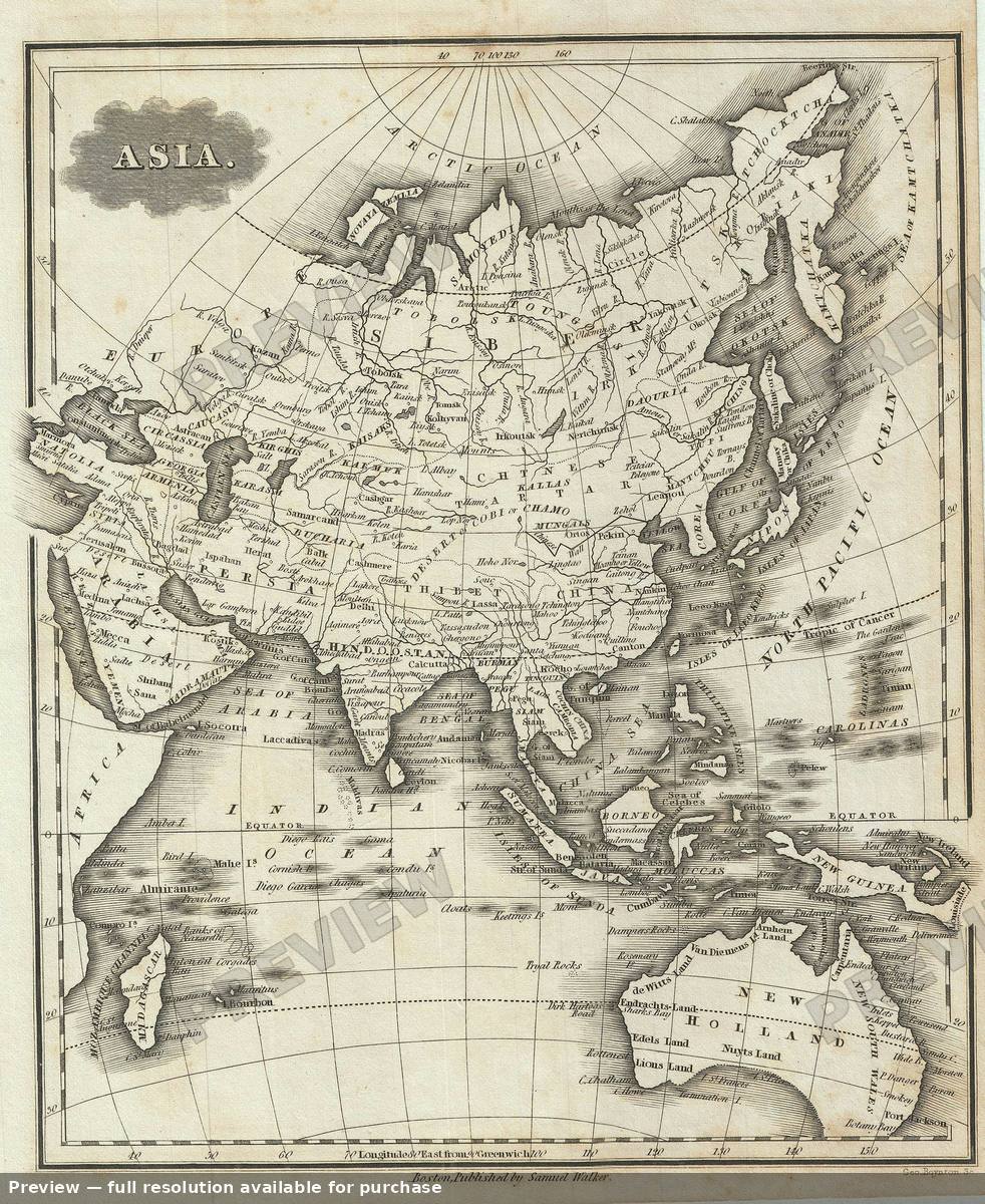 Antique map: Asia, 1828