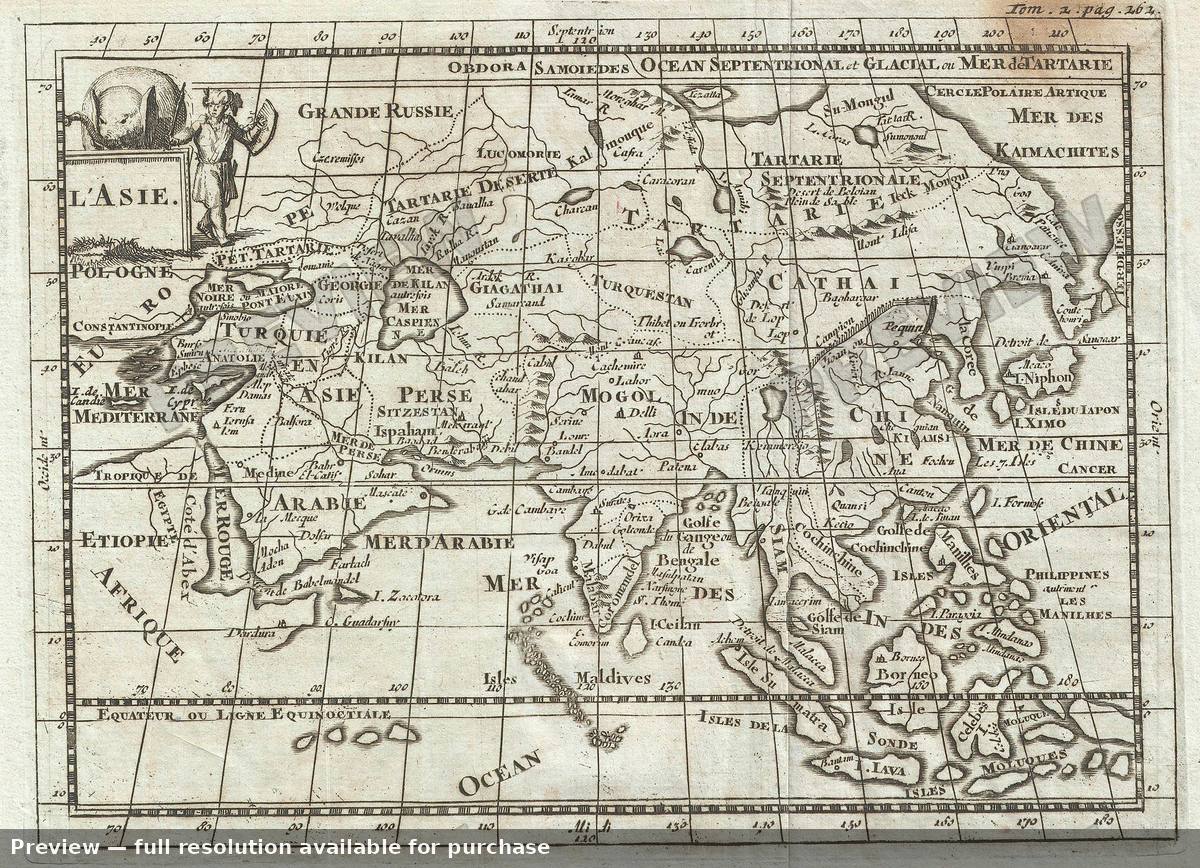 Antique map: Asia, 1700
