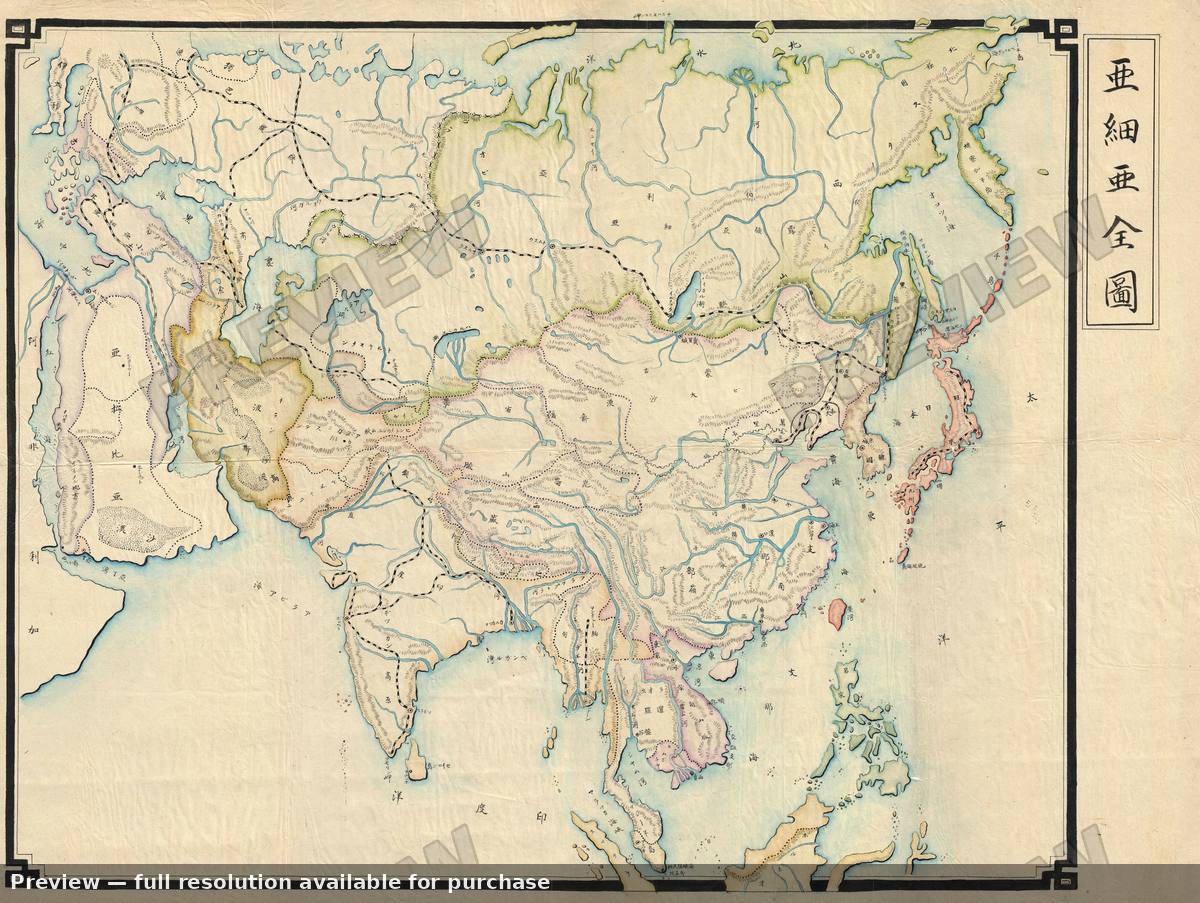 Antique map: Asia, 1890