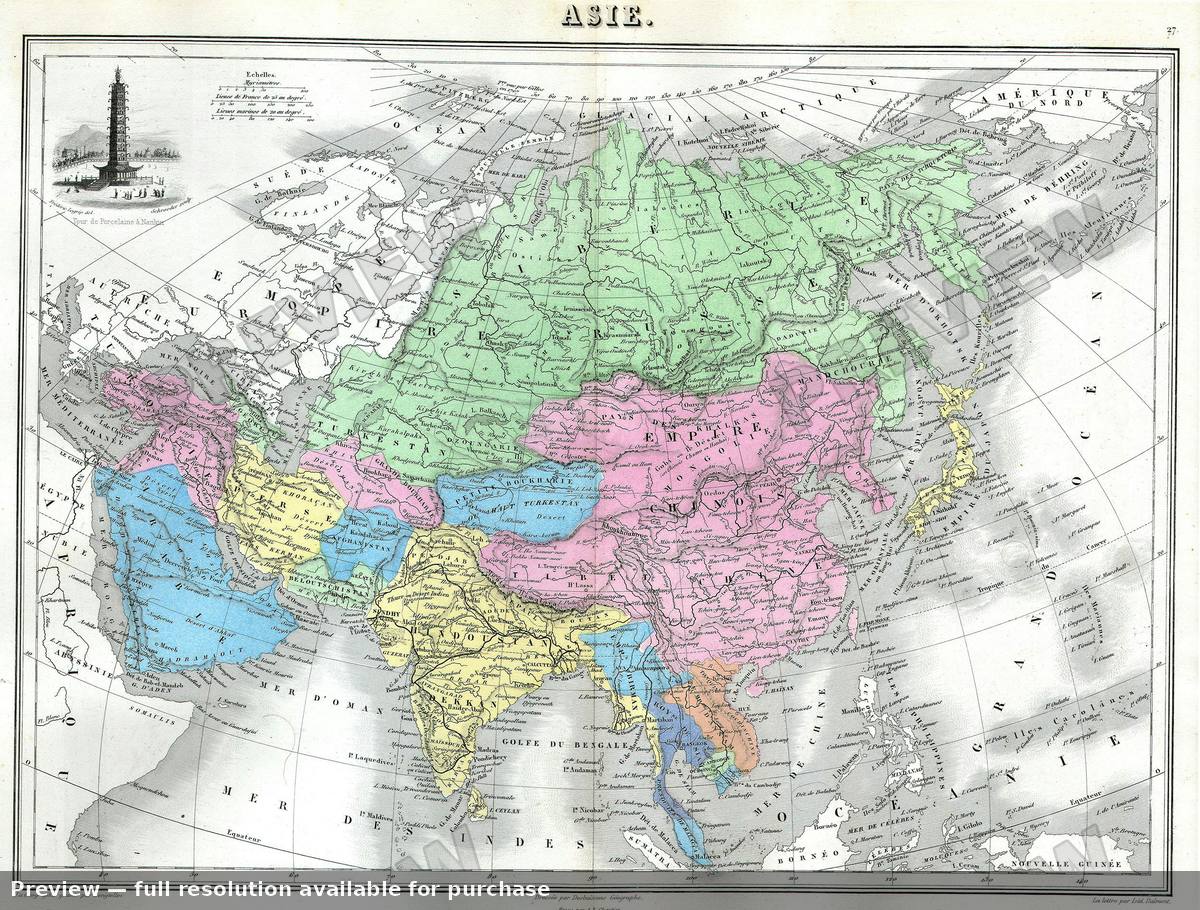 Antique map: Asia, 1873