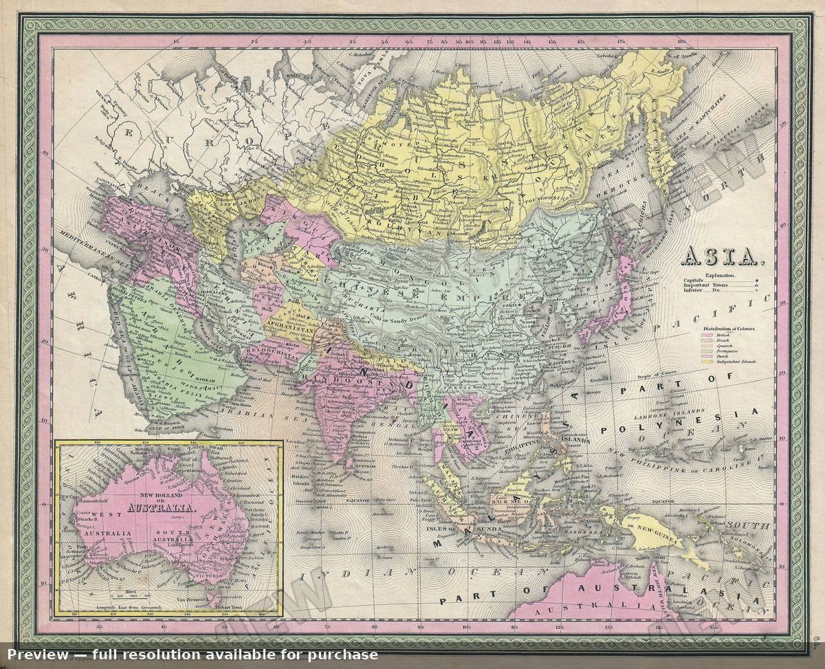 Antique map: Asia, 1850