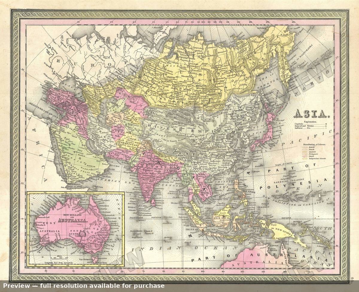 Antique map: Asia, 1854, 1854