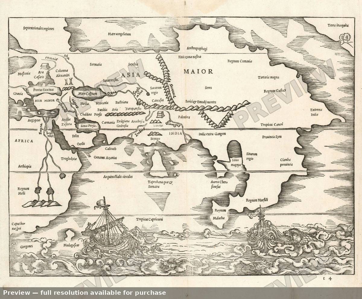 Antique map: Asia, 1538