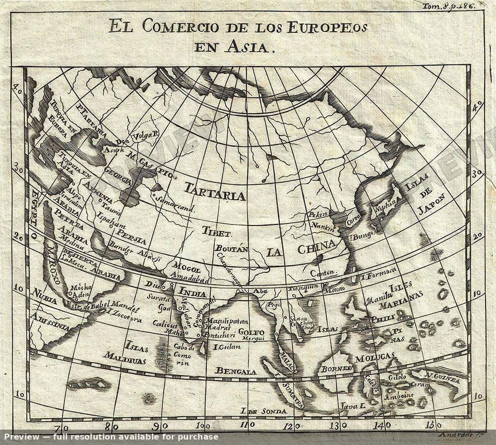 Antique map: Asia, 1754