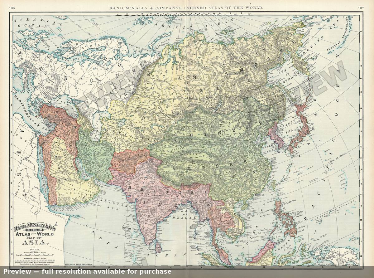 Antique map: Asia, 1895, 1895