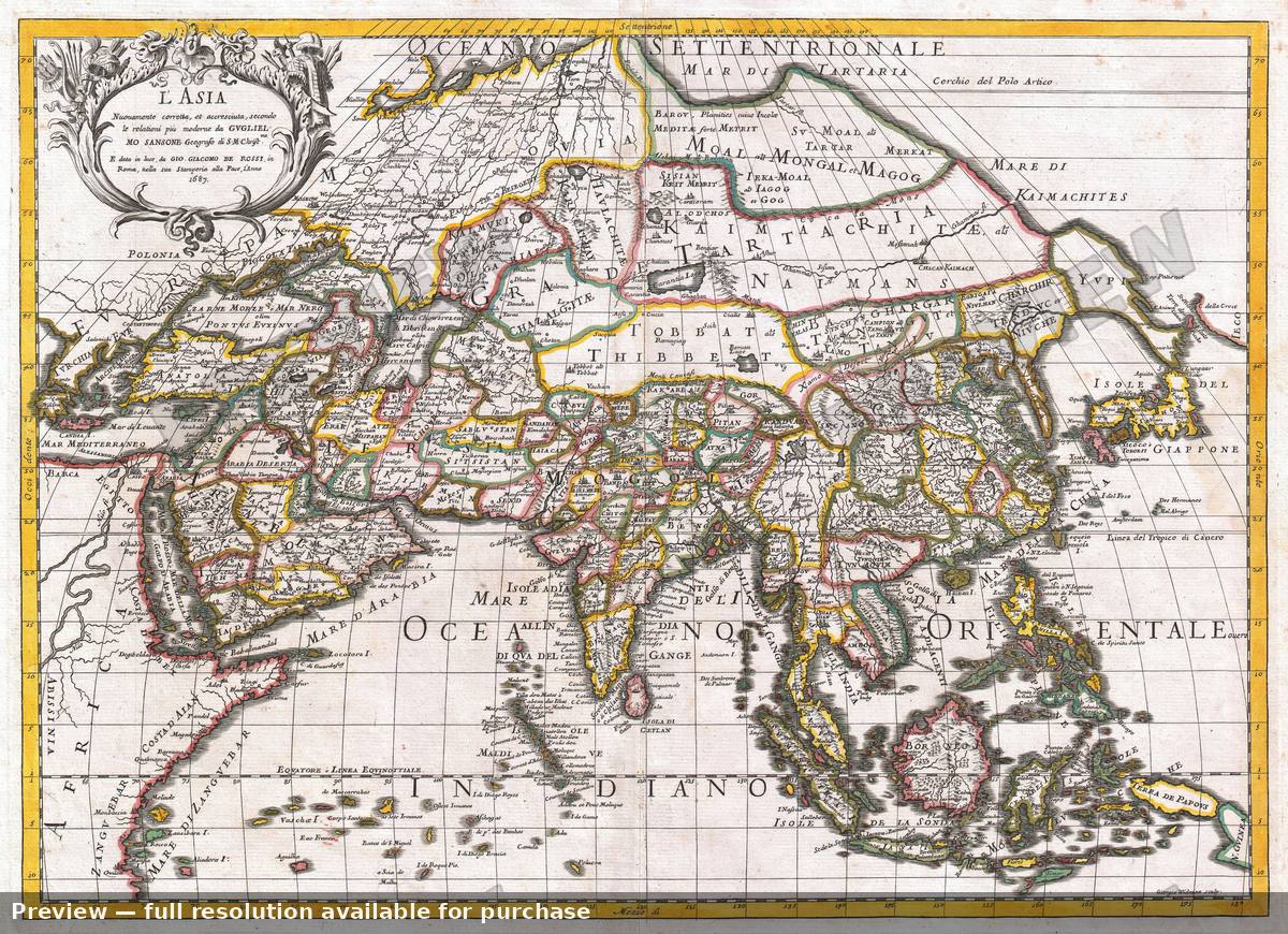 Antique map: Asia, 1697