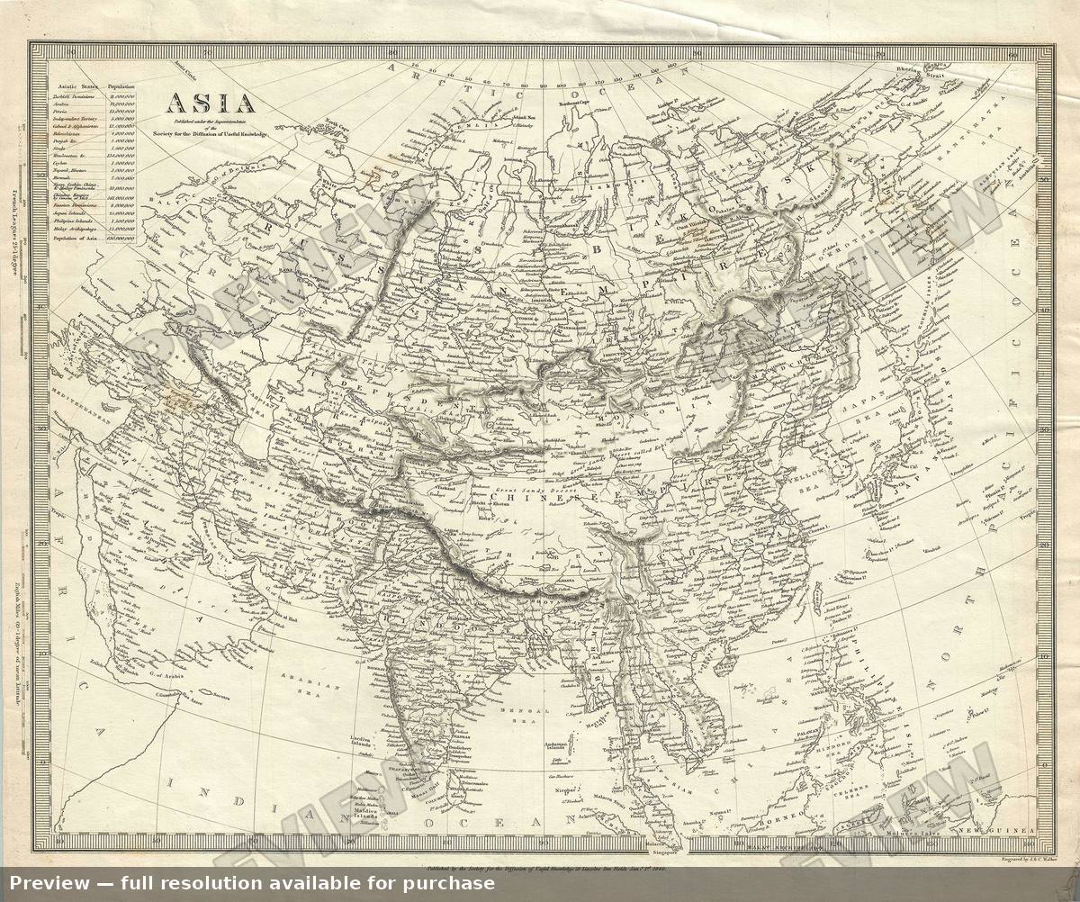Antique map: Asia, 1840