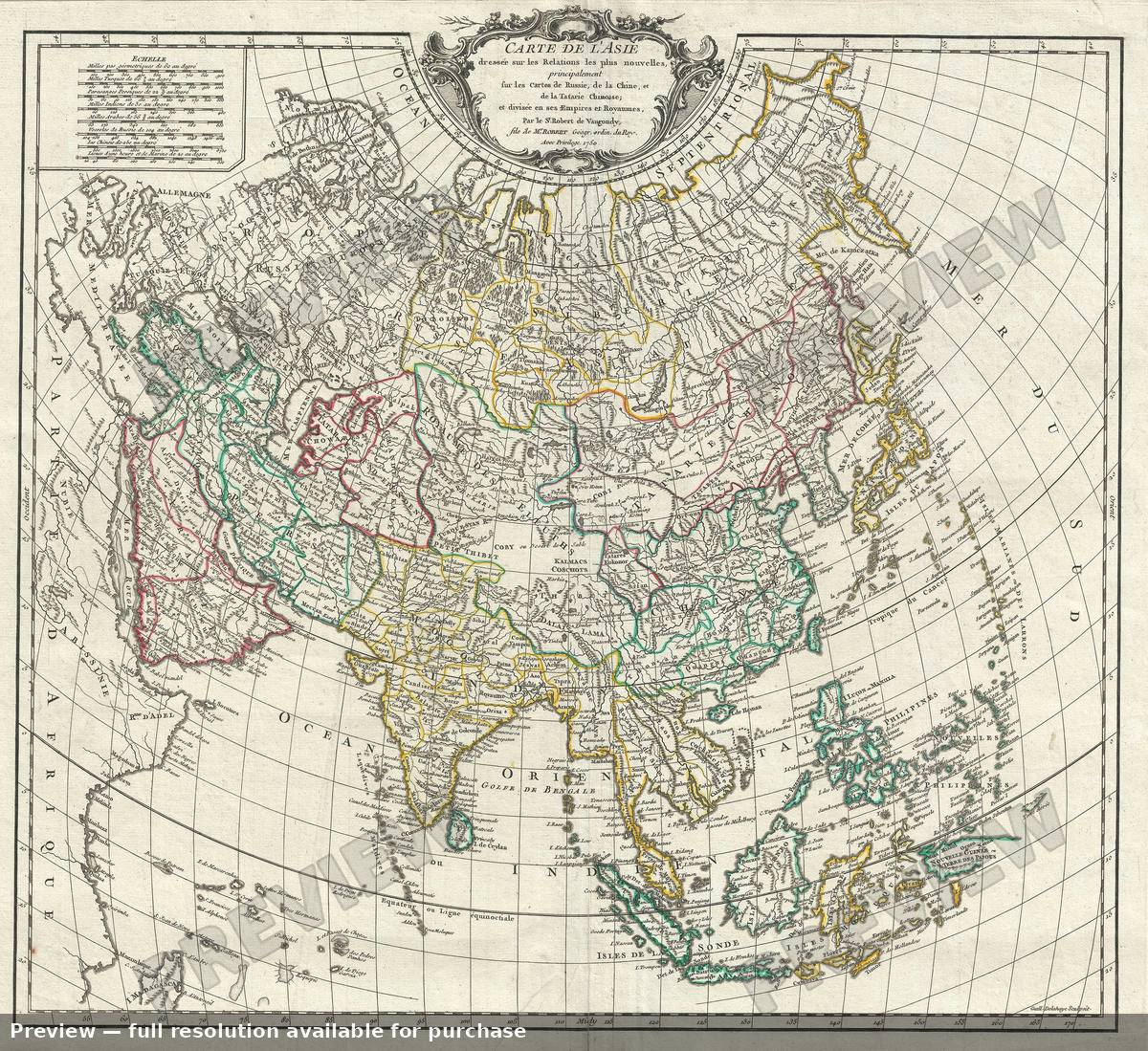 Antique map: Asia, 1750