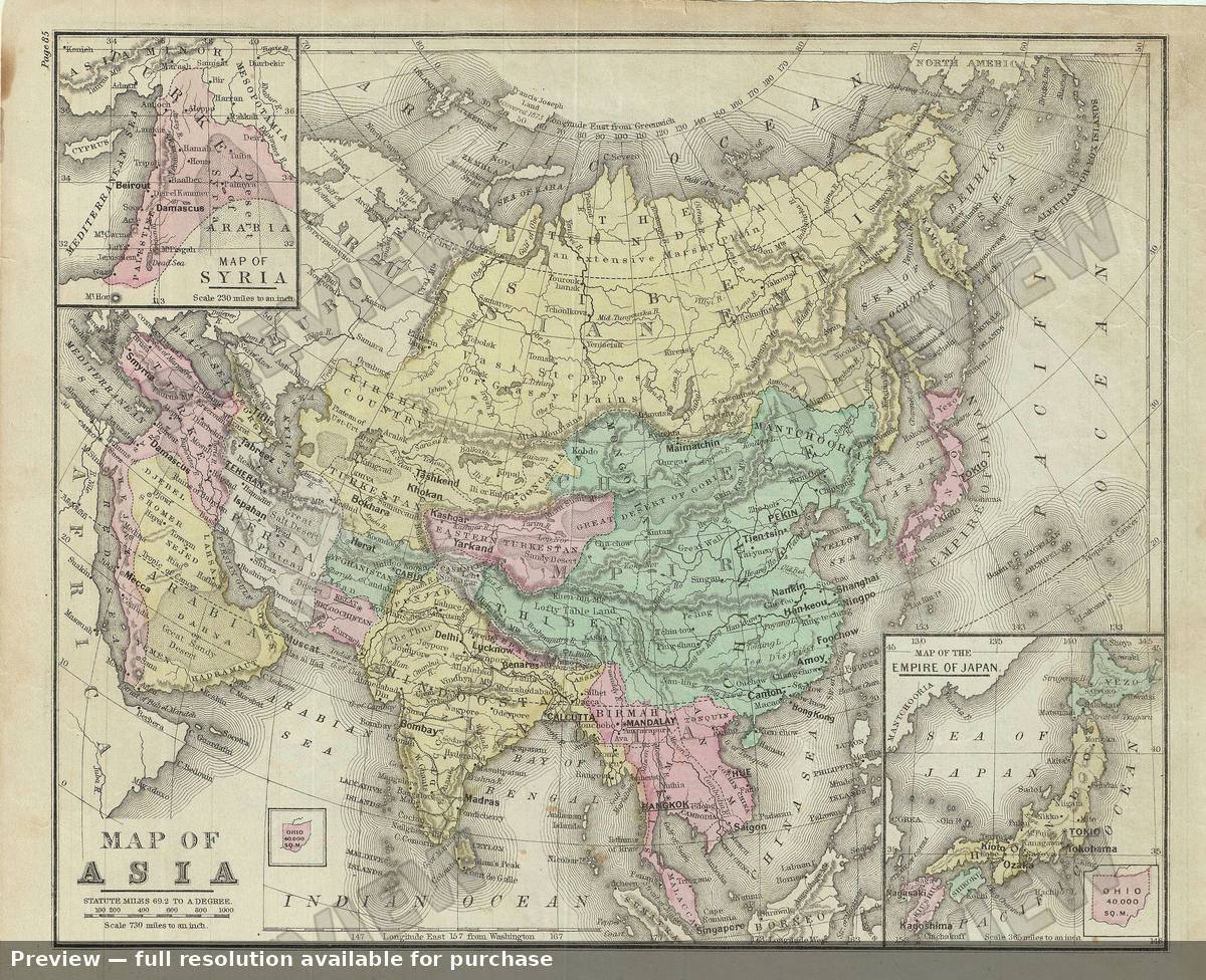 Antique map: Asia, 1879