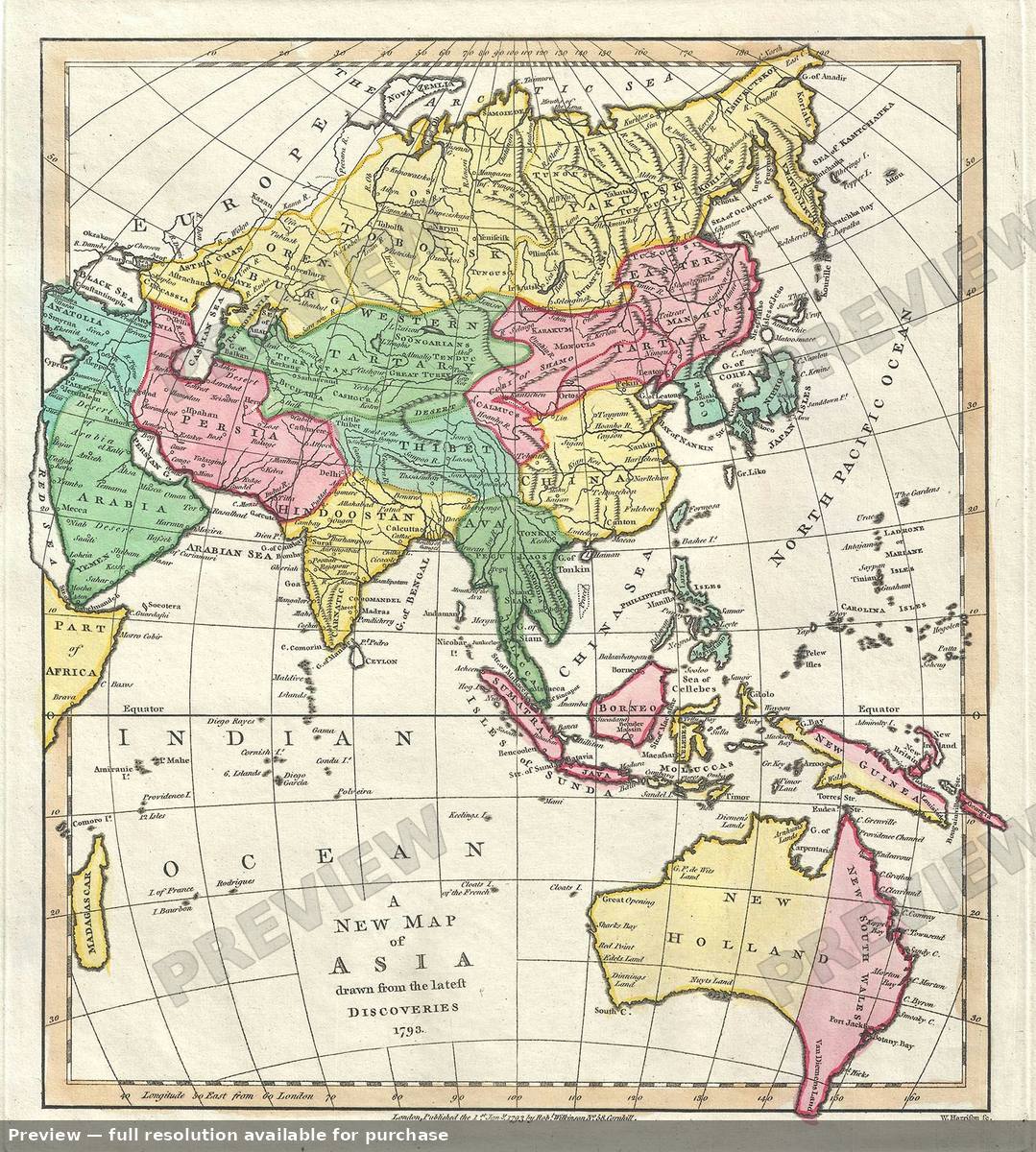 Antique map: Asia, 1792