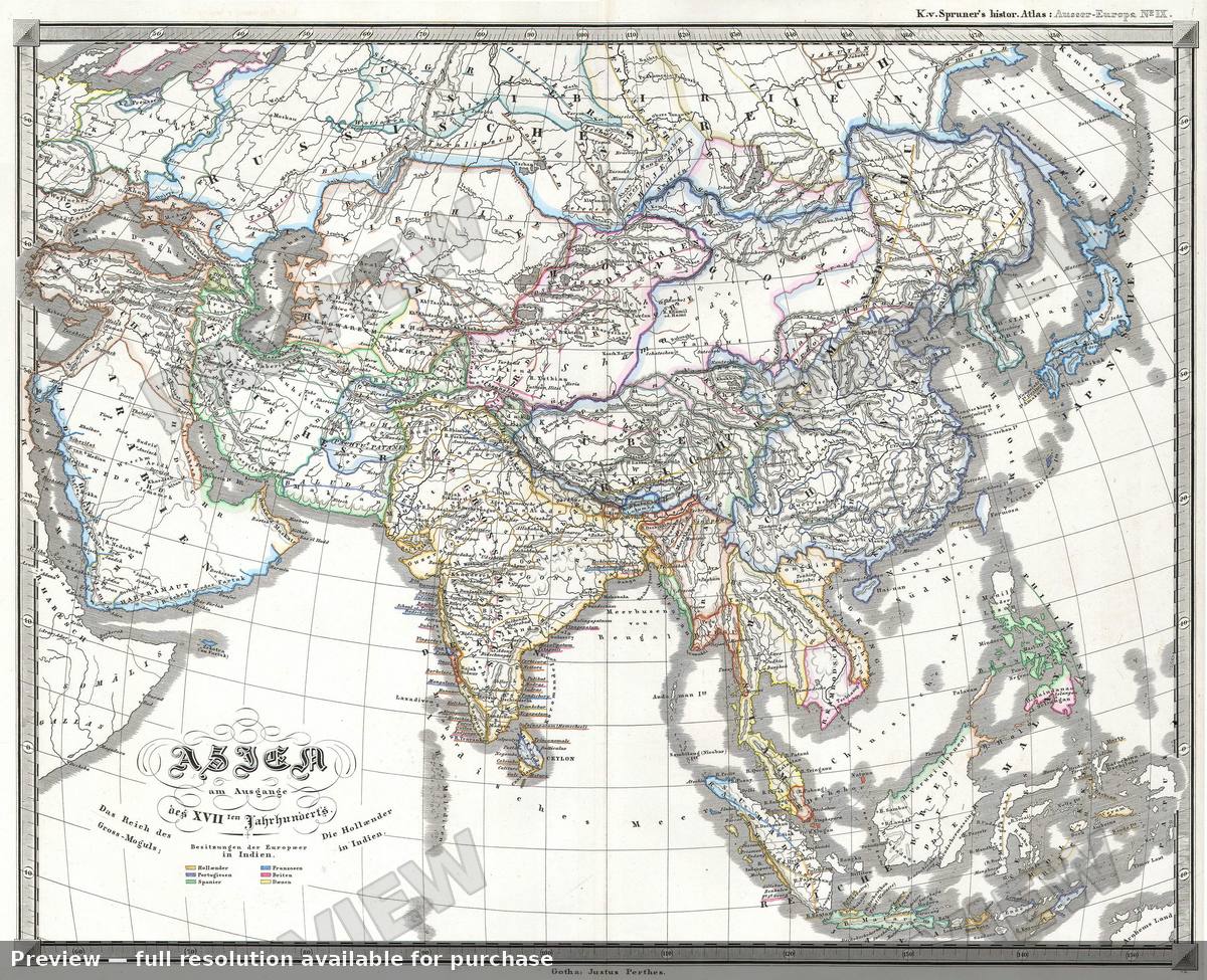 Antique map: Asia 17th, 1855