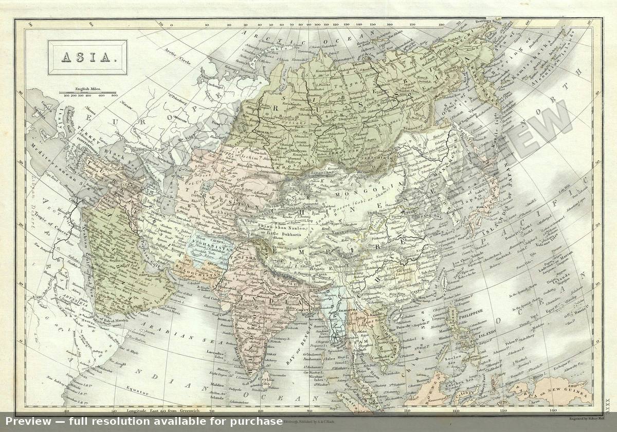 Antique map: Asia 2, 1851, 1851
