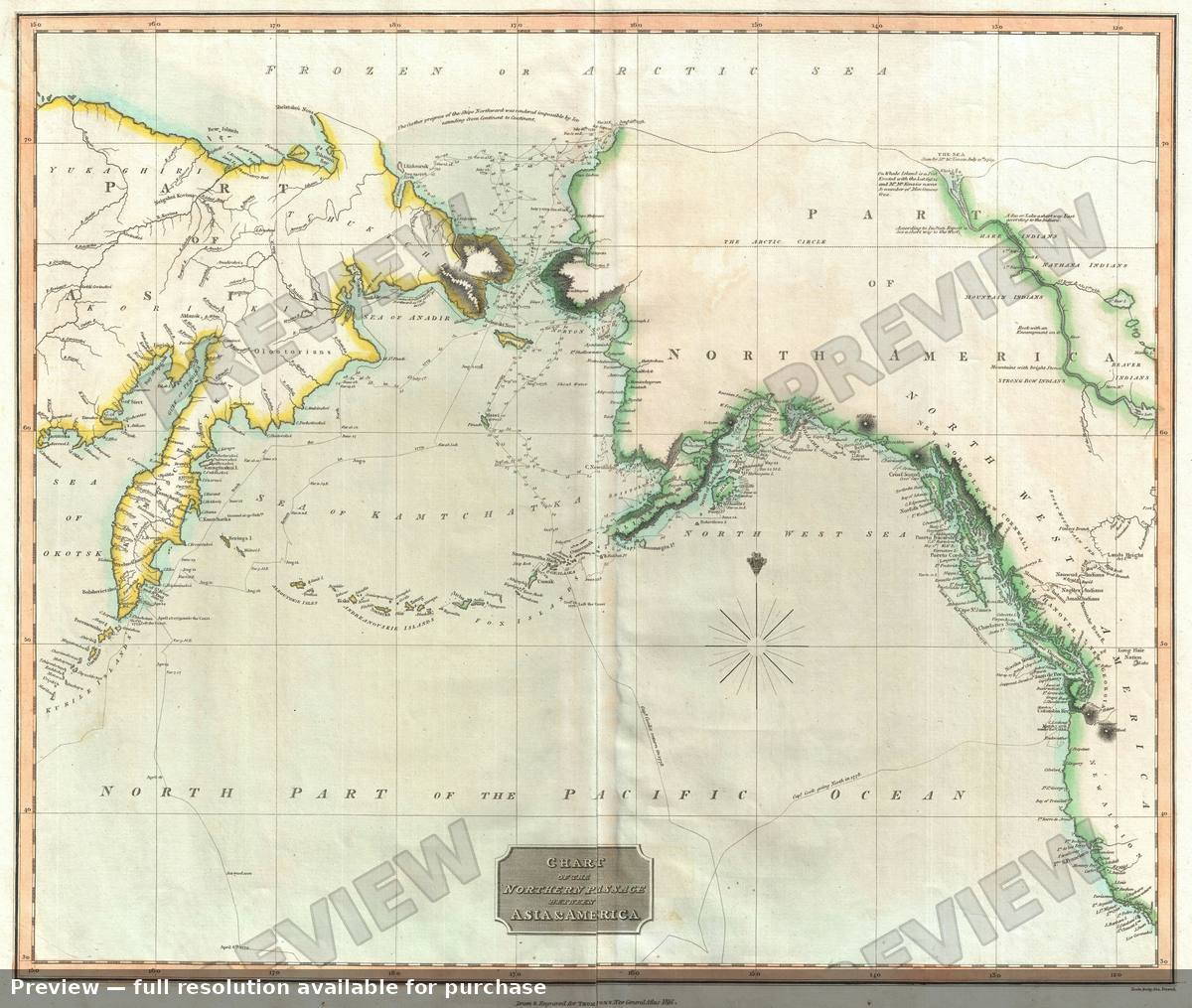 Antique map: Asia America, 1816, 1816