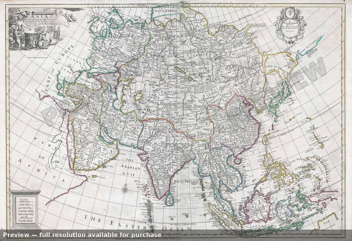 Antique map: Asia Corrected, 1725, 1725
