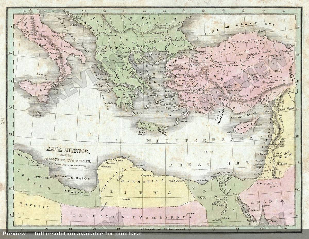 Antique map: Asia Minor, 1835