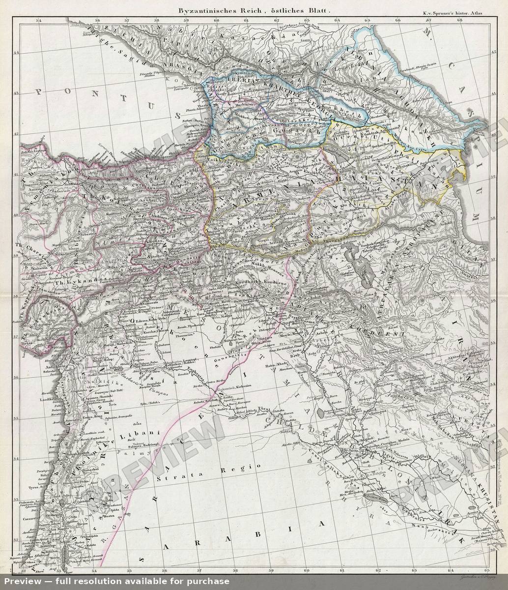 Antique map: Asia Minor Byzantine, 1854