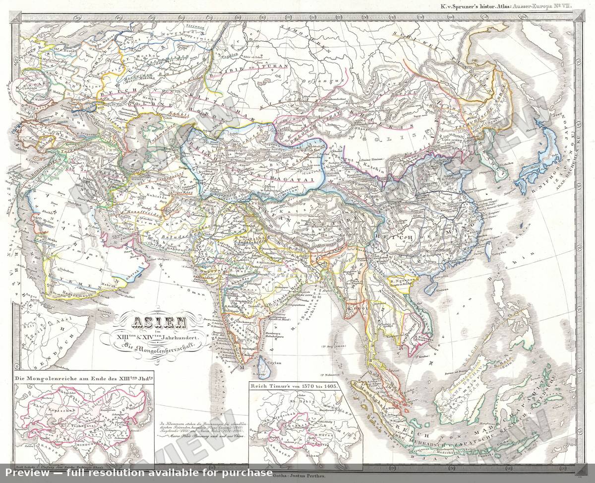 Antique map: Asia XIIIXIV, 1855