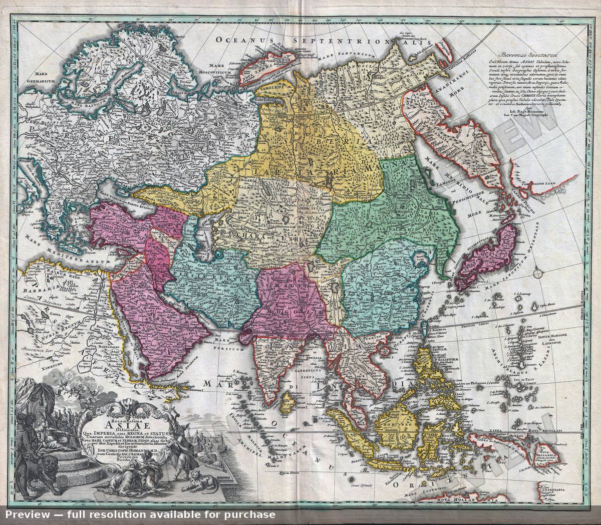 Antique map: Asiae, 1730