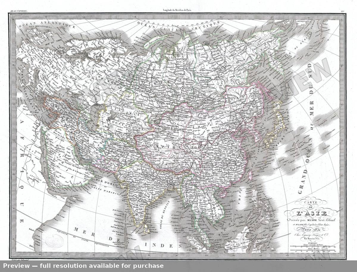 Antique map: Asie, 1829, 1829