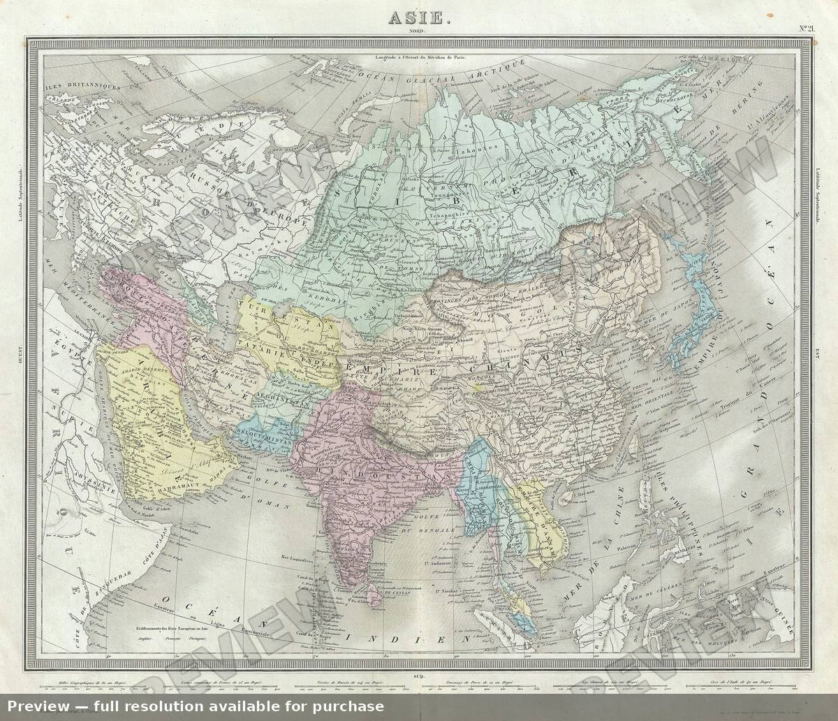 Antique map: Asie, 1874