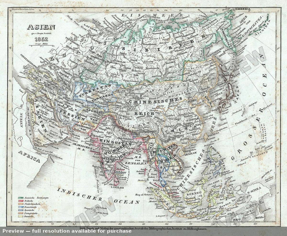 Antique map: Asien, 1852