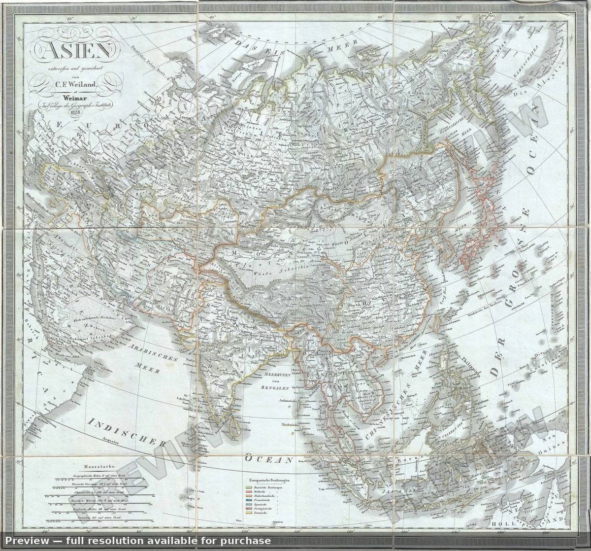 Antique map: Asien, 1828, 1828
