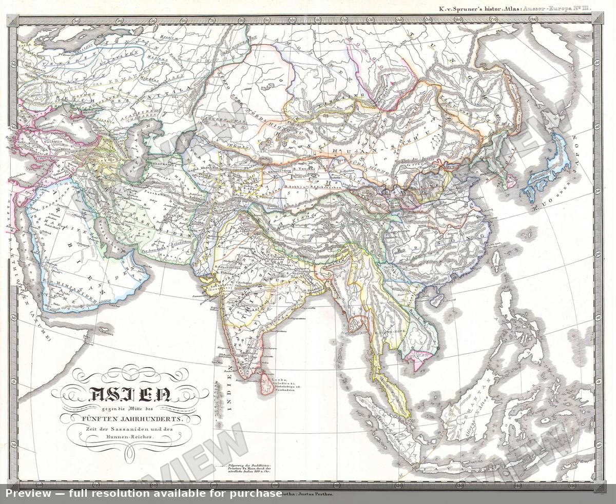 Antique map: Asien Funften, 1855, 1855