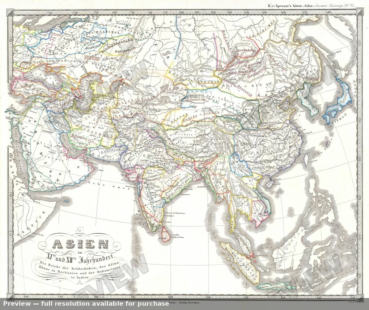 Antique map: Asien XIXII, 1855, 1855