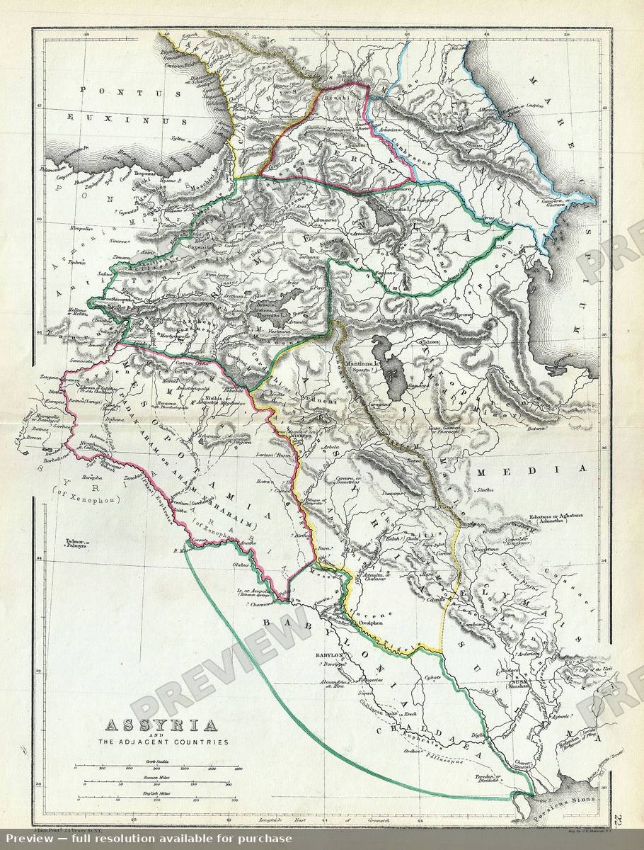 Antique map: Assyria, 1867