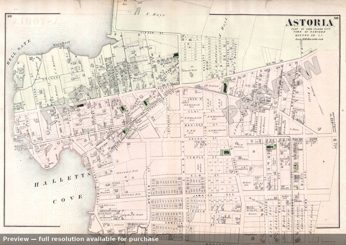Antique map: Astoria, 1873