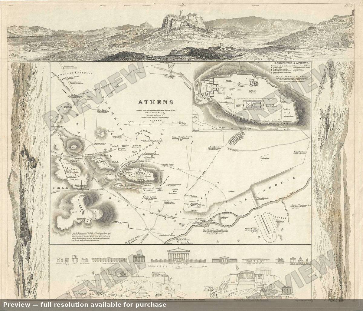 Antique map: Athens, 1832