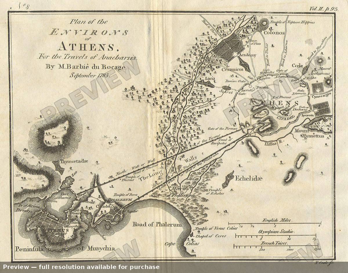 Antique map: Athens, 1793