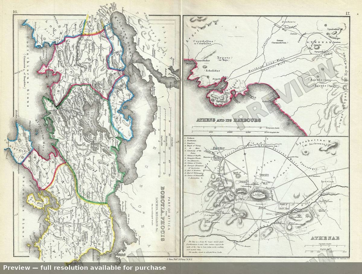 Antique map: Athens Attica, 1867, 1867
