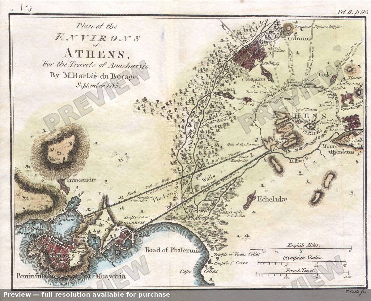 Antique map: Athens Plan 2, 1793