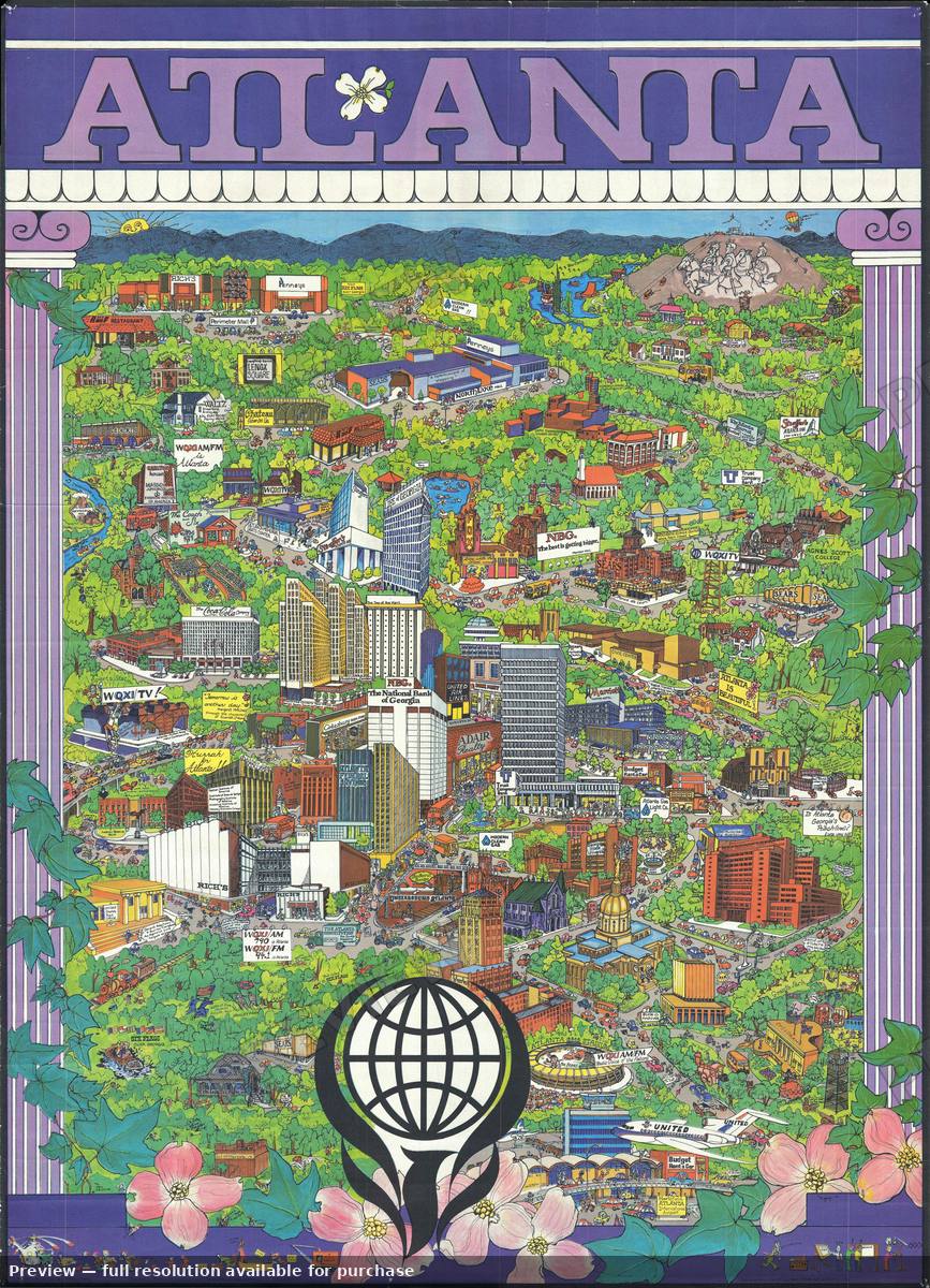 Antique map: Atlanta, 1972