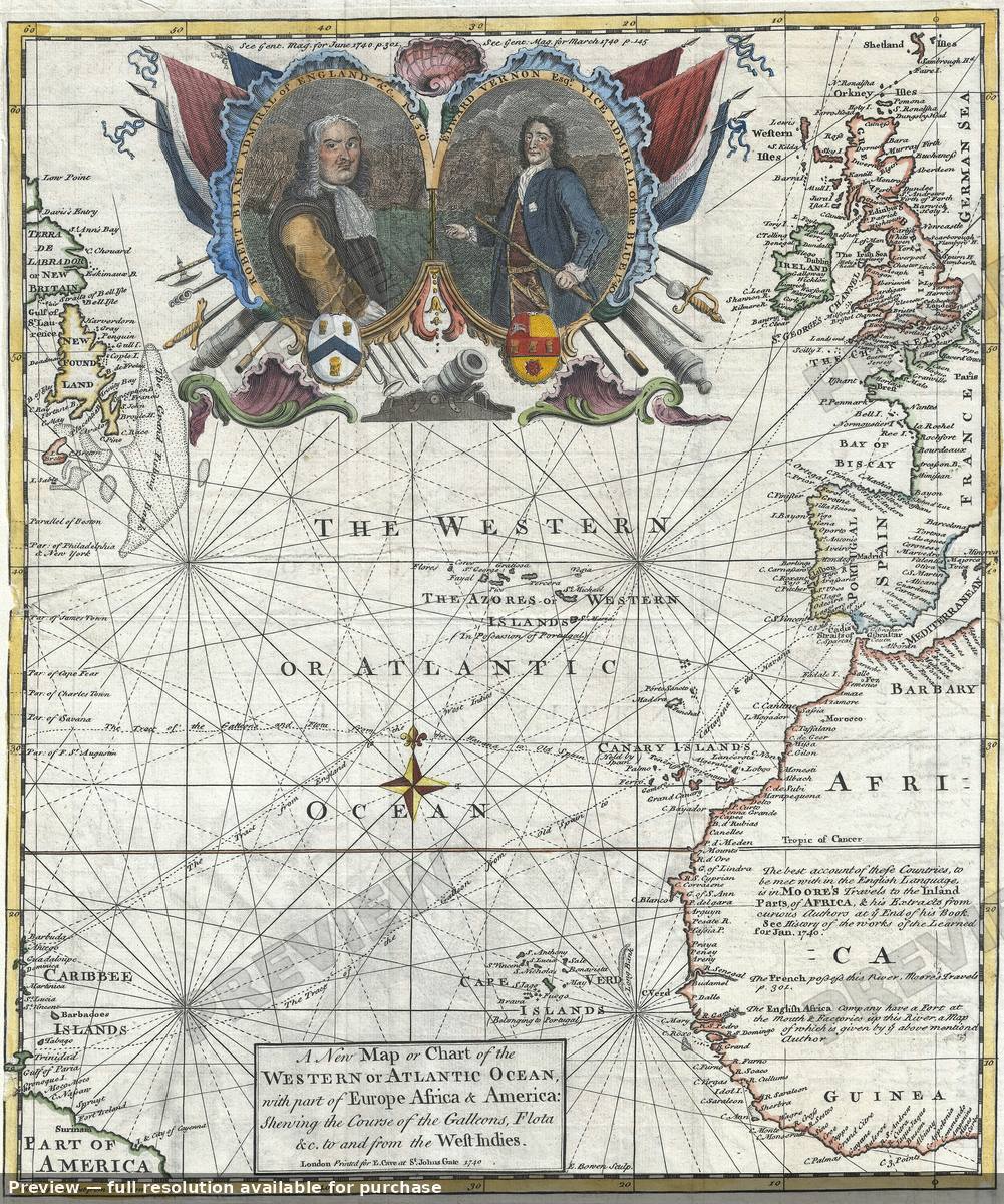 Antique map: Atlantic, 1740, 1740