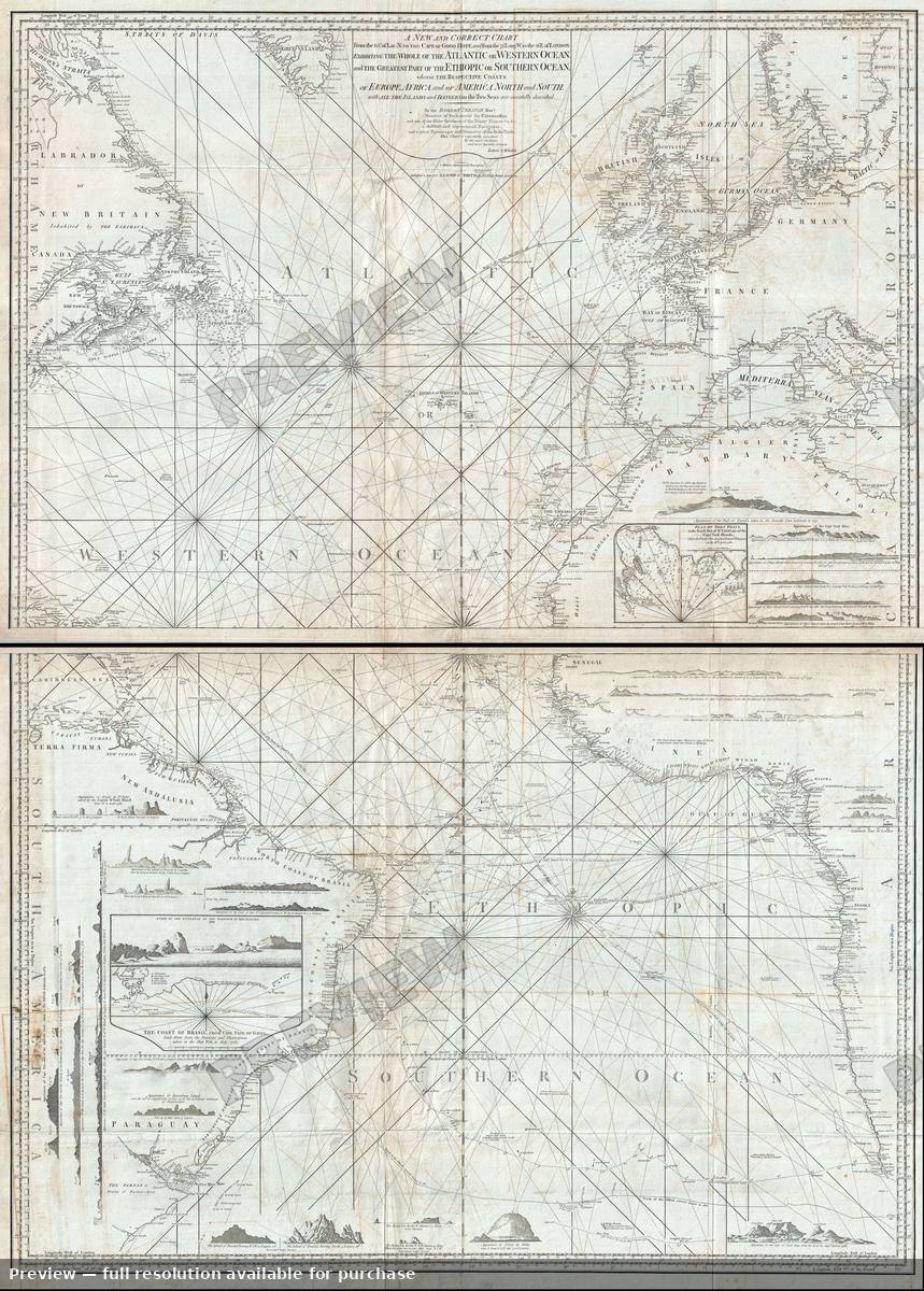 Antique map: Atlantic, 1802