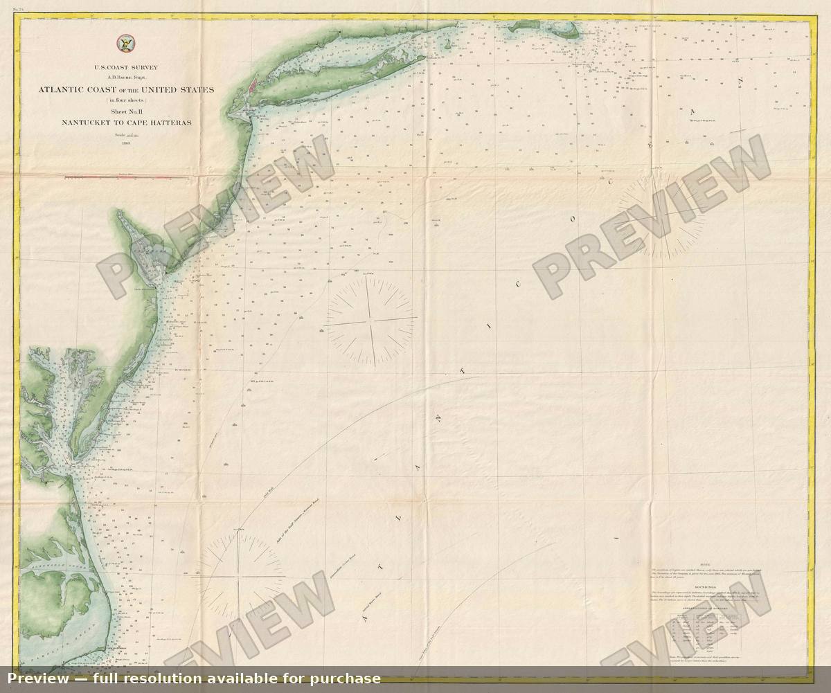 Antique map: Atlantic Coast, 1863
