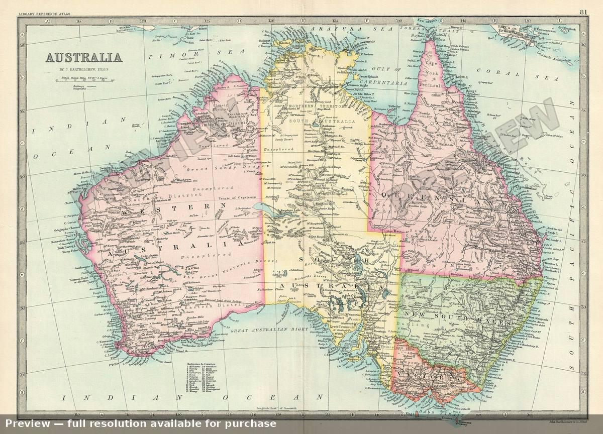 Antique map: Australia, 1890