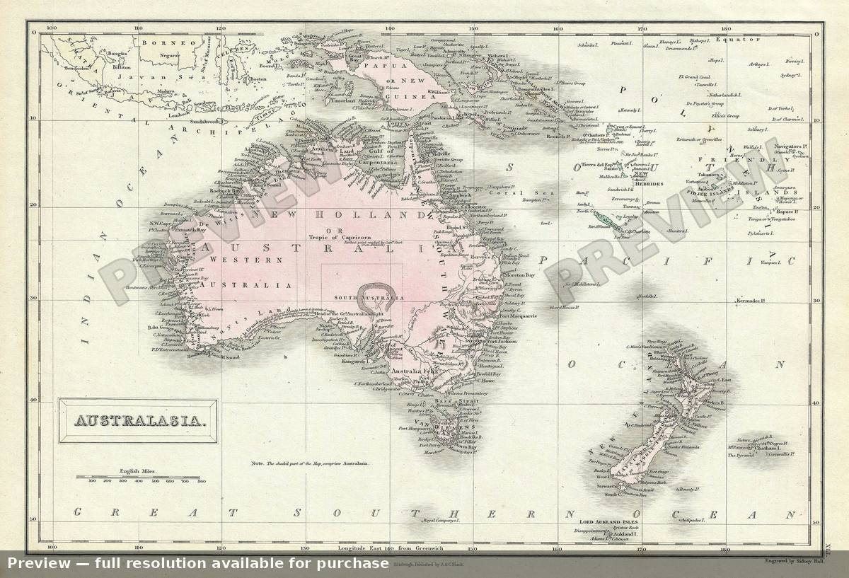 Antique map: Australia, 1851