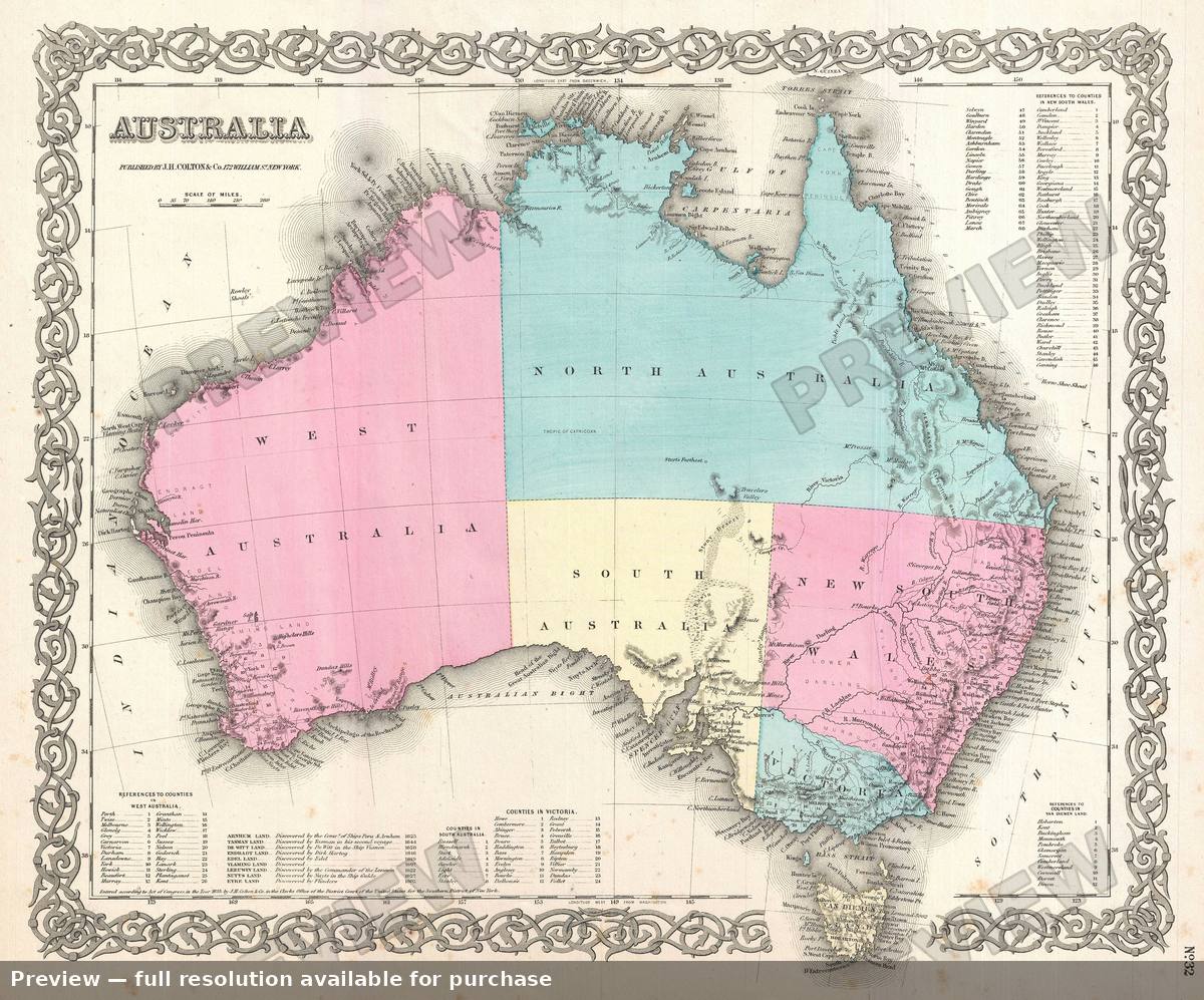 Antique map: Australia, 1855